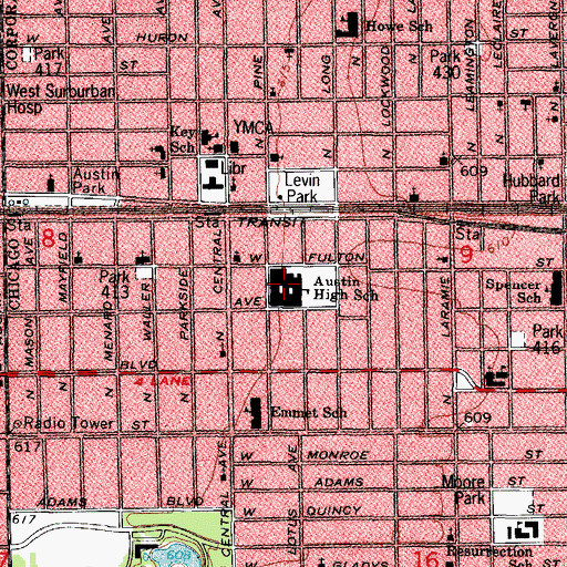 Topographic Map of Austin Community High School, IL