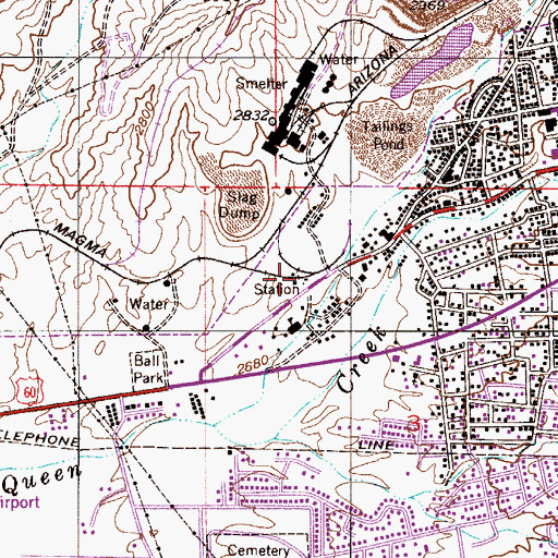Topographic Map of Magma Railroad Station, AZ