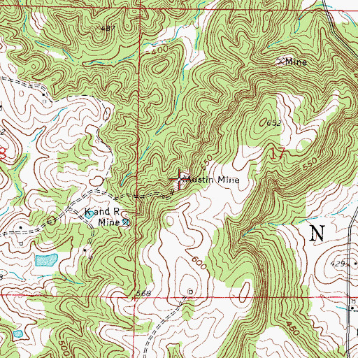 Topographic Map of Austin Mine, IL