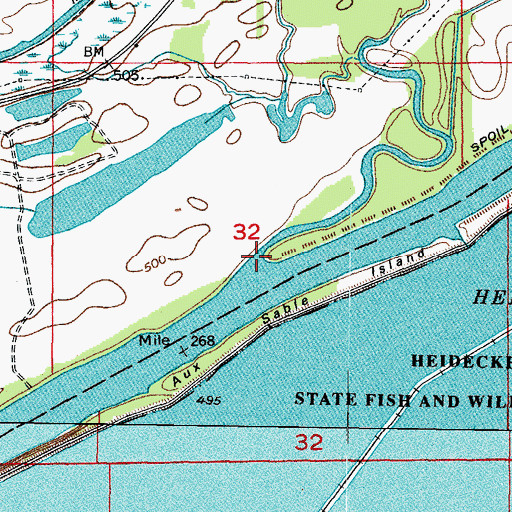 Topographic Map of Aux Sable Creek, IL
