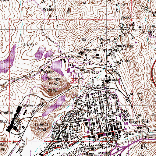 Topographic Map of Magma Tailings Dam Number Five, AZ