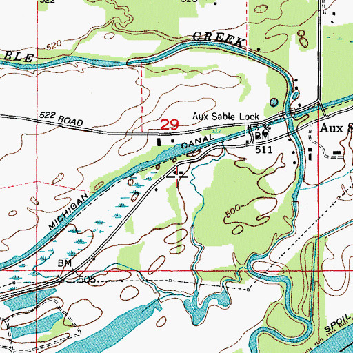 Topographic Map of Aux Sable School (historical), IL