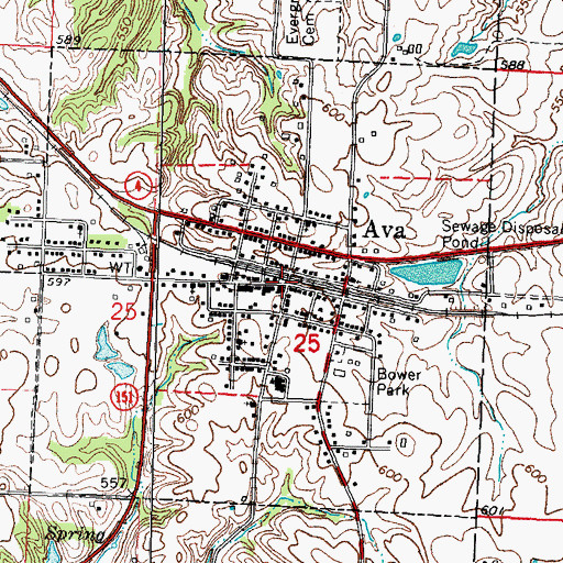 Topographic Map of Ava, IL