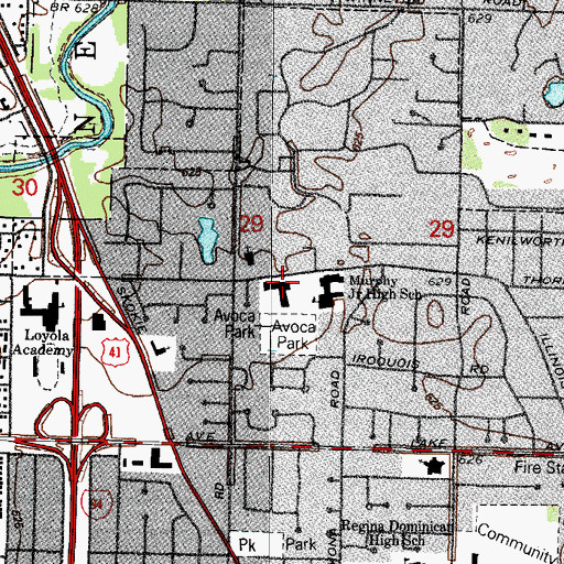 Topographic Map of Avoca School, IL