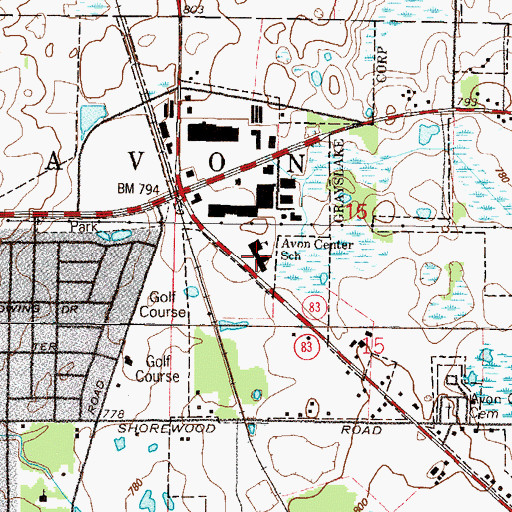 Topographic Map of Avon Center School, IL