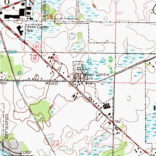 Topographic Map of Avon Centre Cemetery, IL