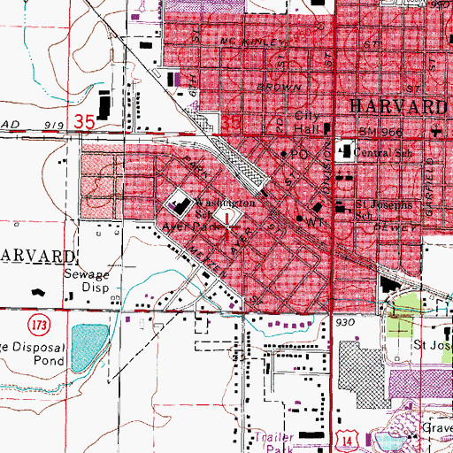 Topographic Map of Mary D Ayer Park, IL