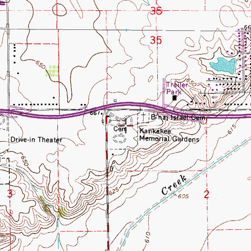 Topographic Map of B'nai Israel Cemetery, IL