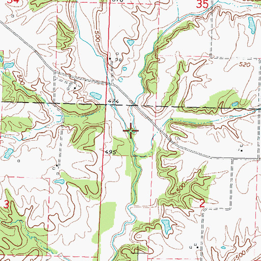 Topographic Map of Back Creek, IL