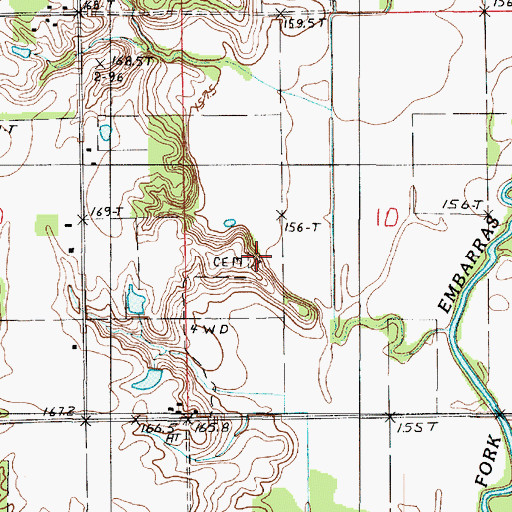 Topographic Map of Backbone Cemetery, IL