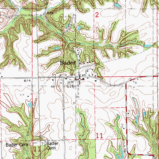 Topographic Map of Bader, IL