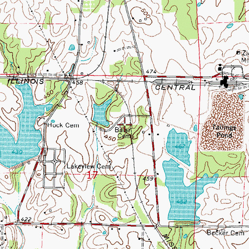 Topographic Map of Blair Cemetery, IL