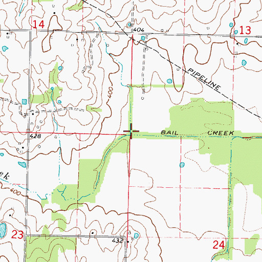 Topographic Map of Bail Creek, IL