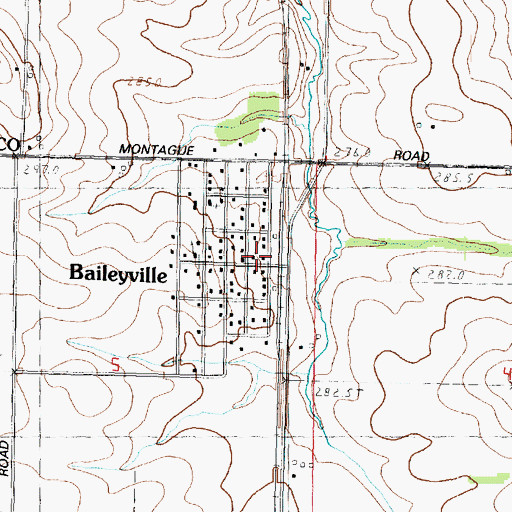 Topographic Map of Baileyville, IL