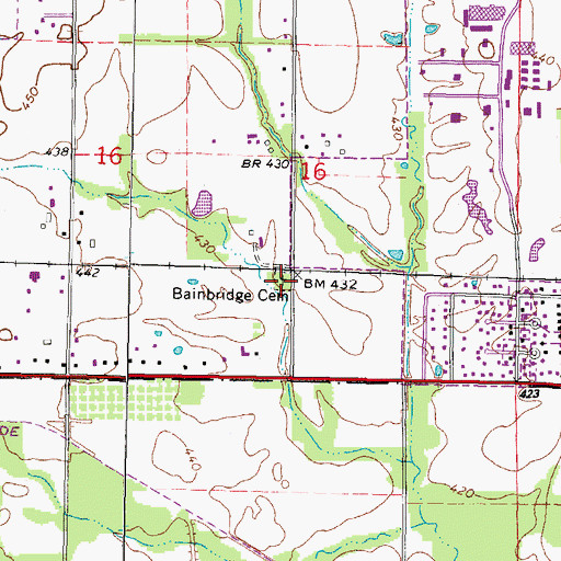 Topographic Map of Bainbridge Cemetery, IL
