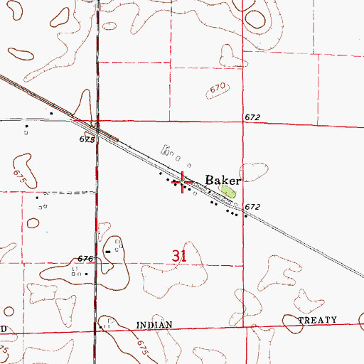 Topographic Map of Baker, IL