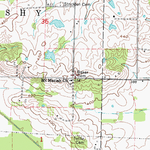 Topographic Map of Baker Family Cemetery, IL