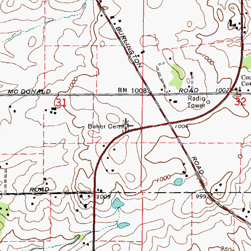 Topographic Map of L. M. Baker Cemetery, IL