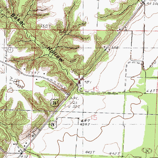 Topographic Map of Baker Hollow, IL