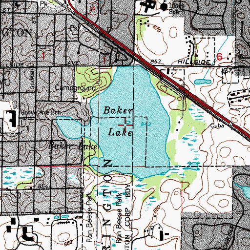Topographic Map of Baker Lake, IL