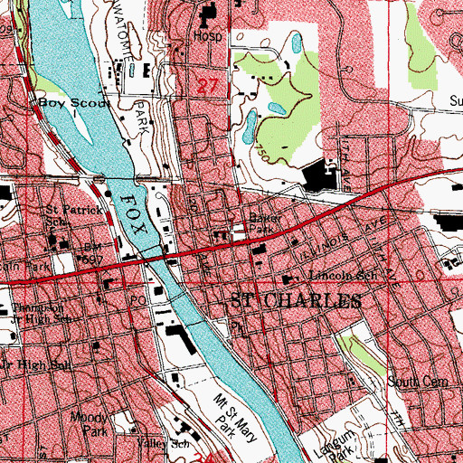 Topographic Map of Baker Park, IL