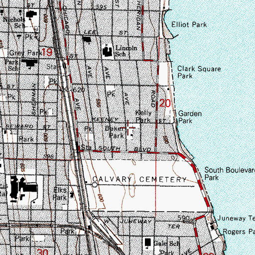 Topographic Map of Baker Park, IL