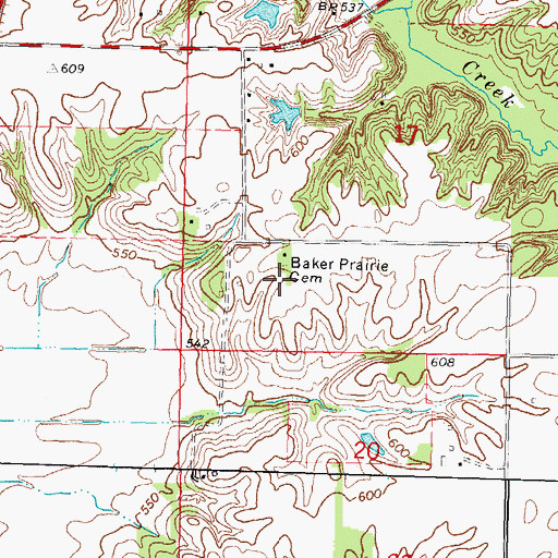 Topographic Map of Baker Prairie Number 1 Cemetery, IL