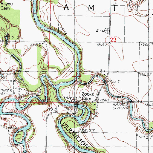 Topographic Map of Baker Run, IL