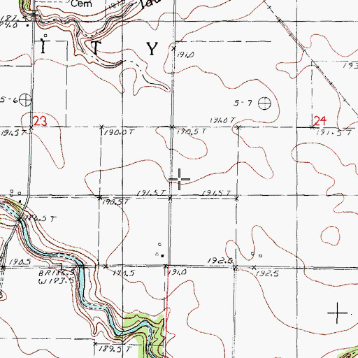 Topographic Map of Baker Run School (historical), IL
