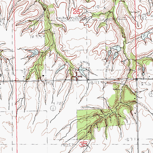 Topographic Map of Baker School (historical), IL