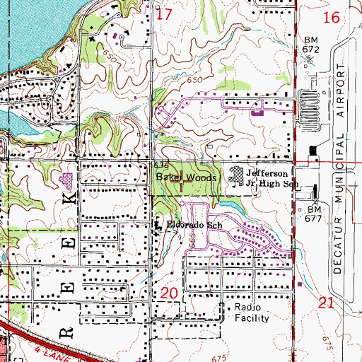 Topographic Map of Baker Woods, IL