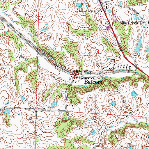 Topographic Map of Balcom, IL