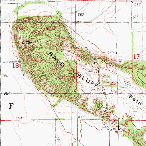 Topographic Map of Bald Bluff, IL