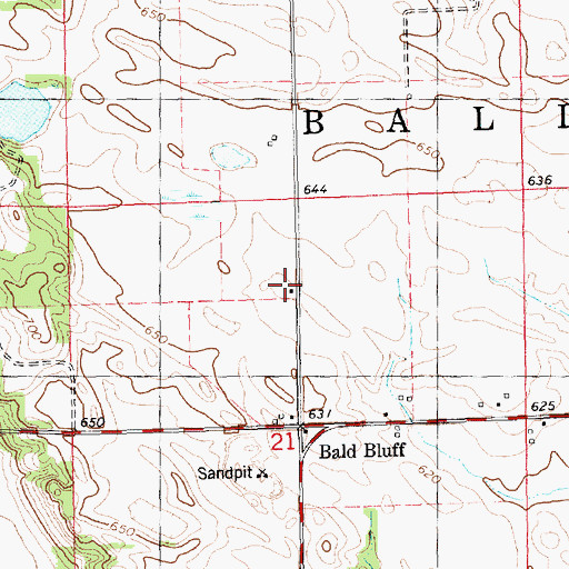 Topographic Map of Bald Bluff School (historical), IL