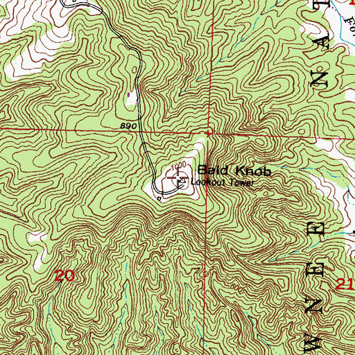 Topographic Map of Bald Knob, IL