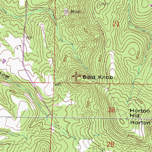 Topographic Map of Bald Knob, IL
