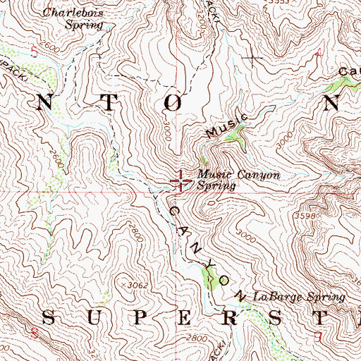 Topographic Map of Music Canyon Spring, AZ