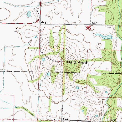 Topographic Map of Bald Knob, IL