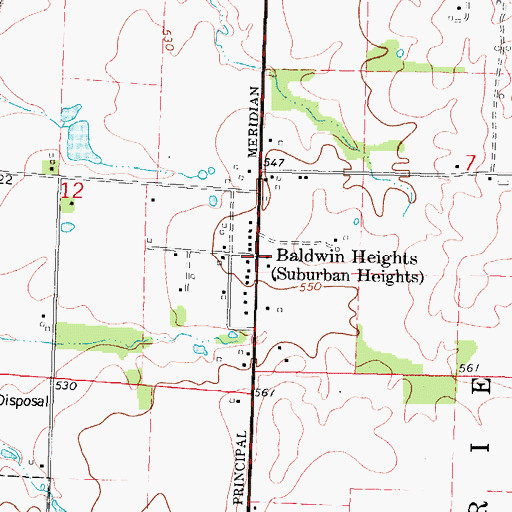 Topographic Map of Baldwin Heights, IL