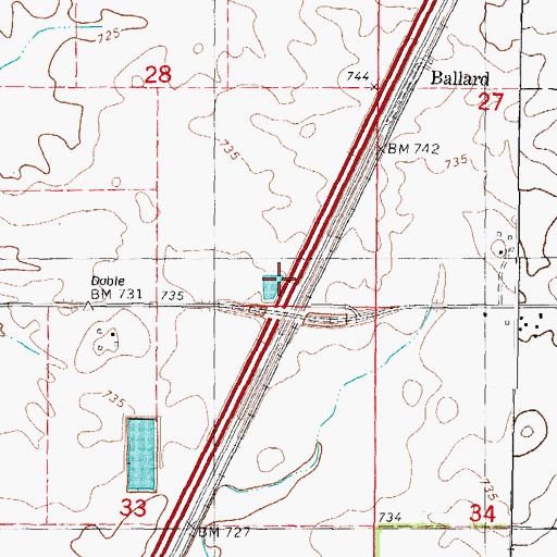 Topographic Map of Ballard School (historical), IL