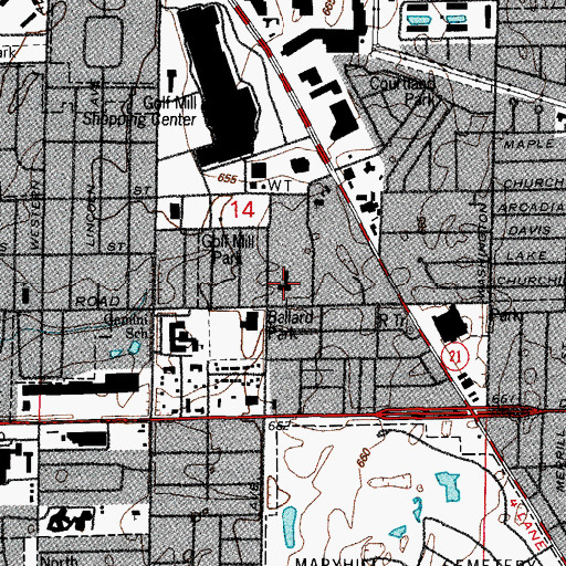 Topographic Map of Ballard School, IL