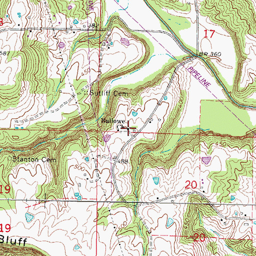 Topographic Map of Ballowe Church, IL