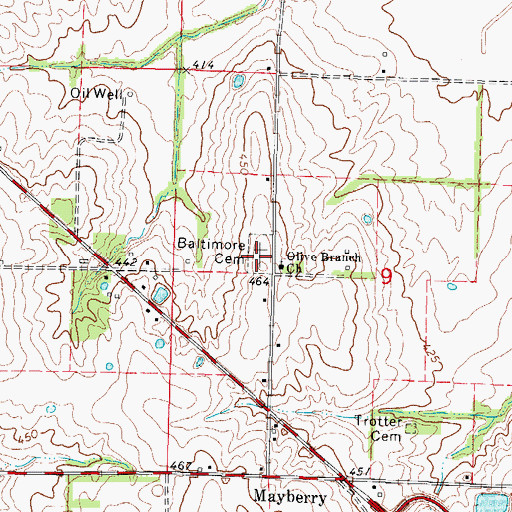 Topographic Map of Baltimore Cemetery, IL