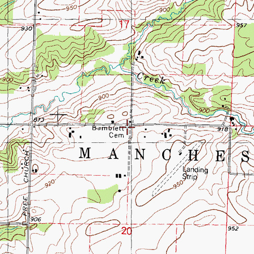 Topographic Map of Bamblett Cemetery, IL
