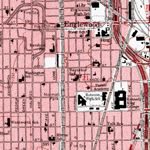 Topographic Map of Banneker Elementary School, IL