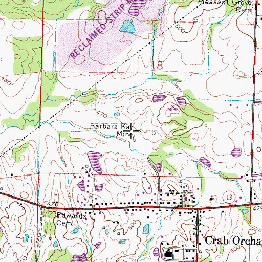 Topographic Map of Barbara Kay Mine, IL