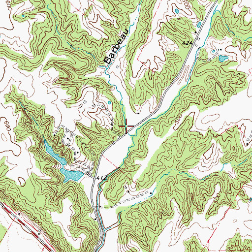 Topographic Map of Barbeau Hollow, IL