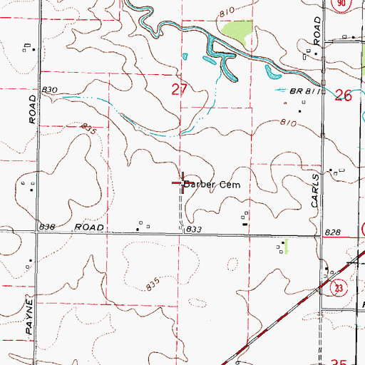 Topographic Map of Barber Cemetery, IL