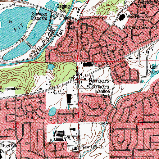 Topographic Map of Barbers Corners, IL