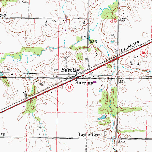 Topographic Map of Barclay, IL